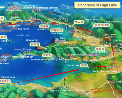Lugu Lake Panorama Map