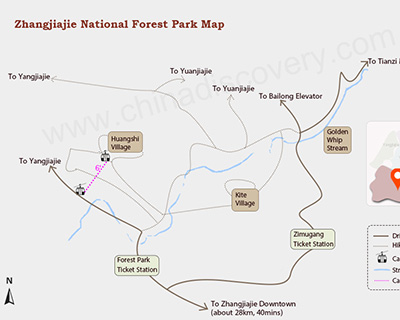 Zhangjiajie National Forest Park Map