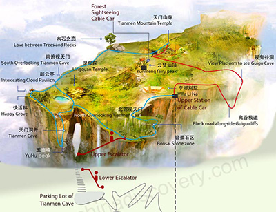Zhangjiajie Tianmen Mountain Tourist Map